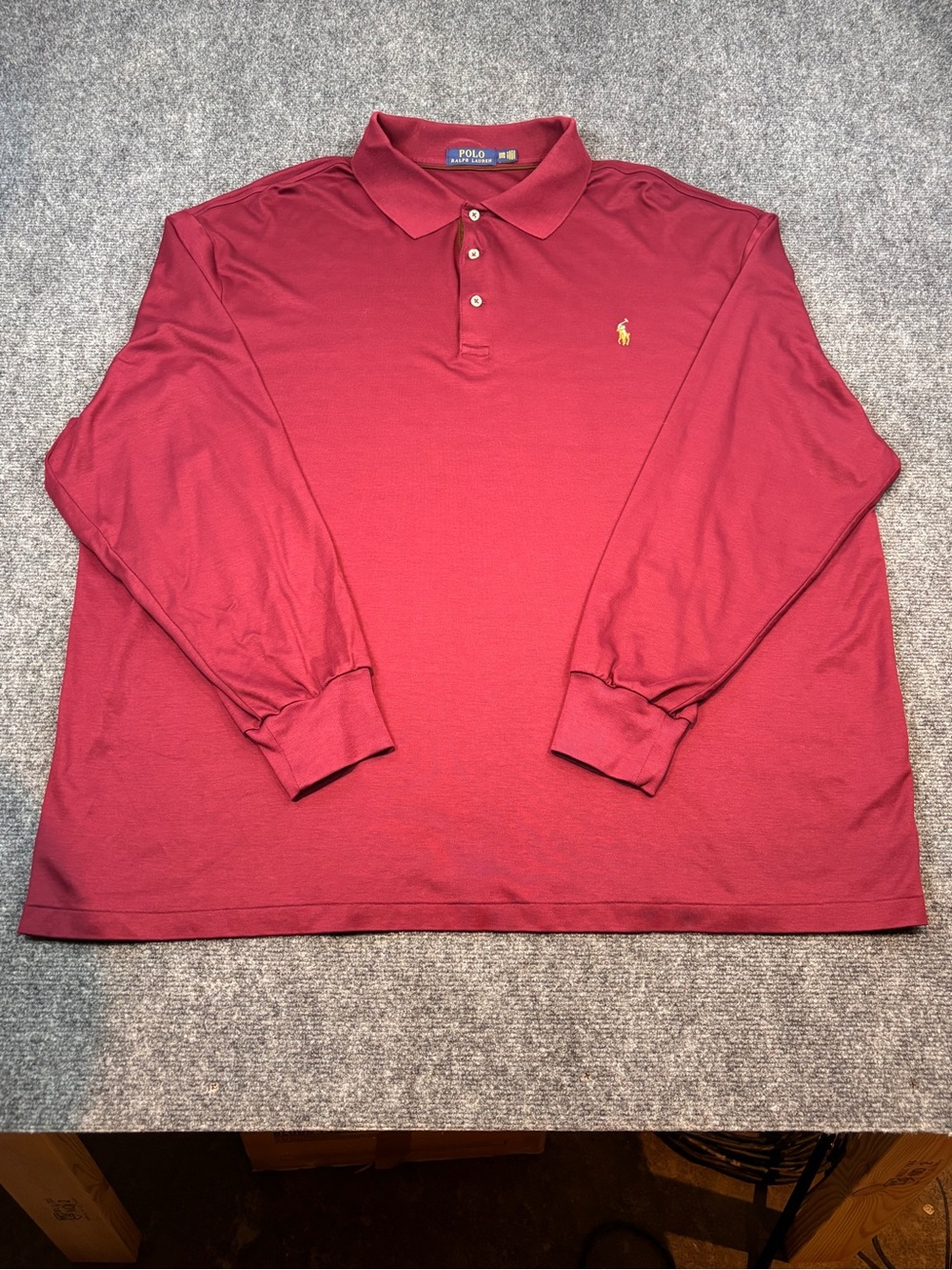 Polo Ralph Lauren Burgundy Long sleeve polo with tri-colored pony men’s 3XLB